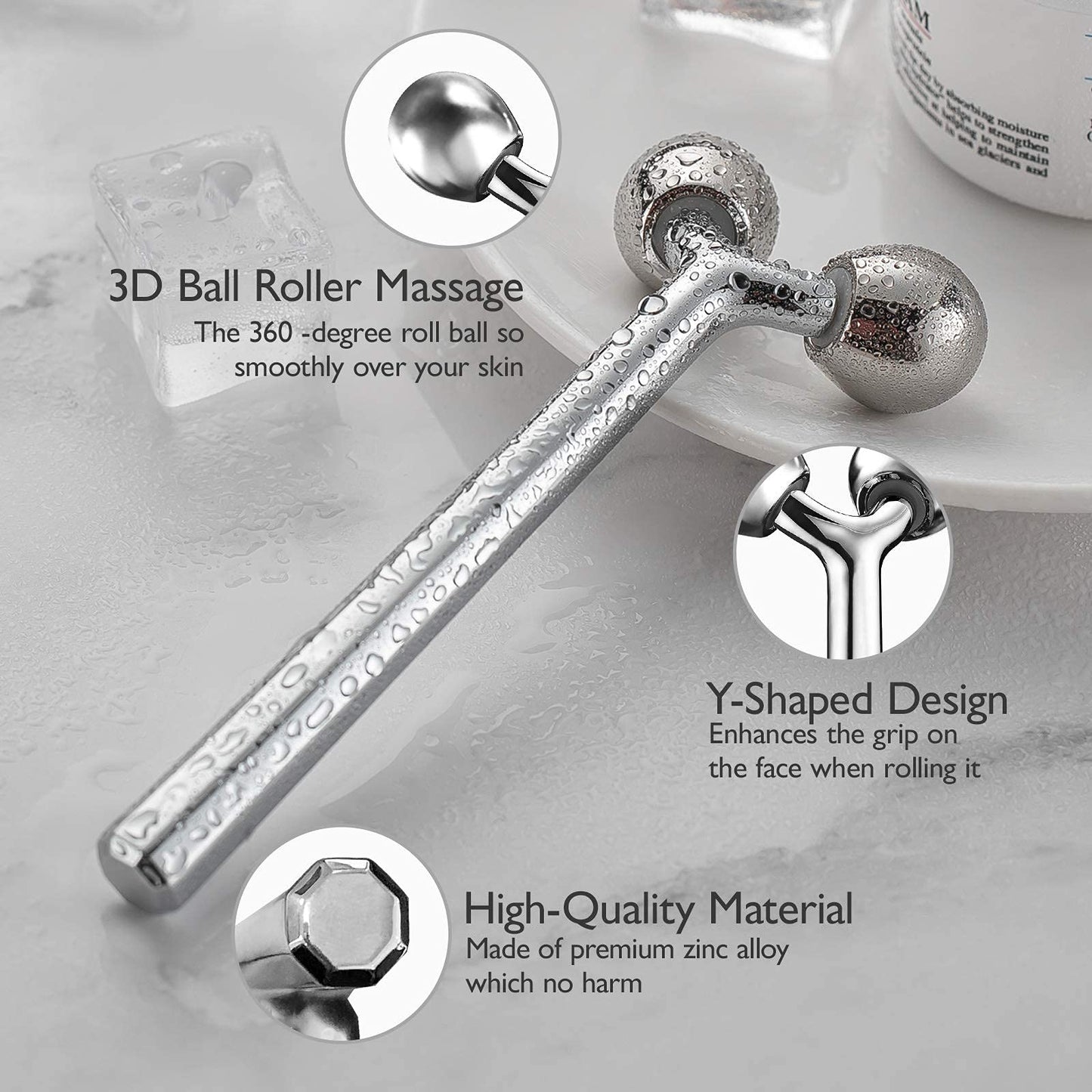 Tekson Faical Roller Massager, 3D Metal Face Massage Tool for Reduce Puffiness, Remove Eye Wrinkles, Face Lift, Increase Firmness, Anti-Aging, Skin Beauty & Personal Care Tekson