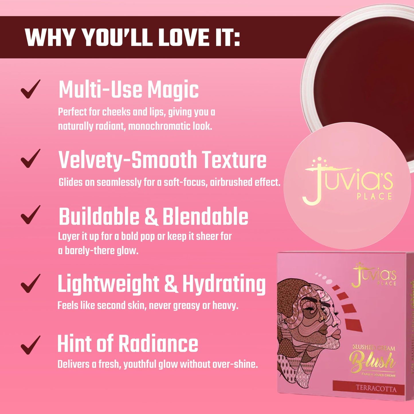 Juvia's Place Blushed Cream Blush - Terracotta - Multi-Purpose Cream Blush for Cheeks & Lips - 2in1 Formula, Smooth, Blendable Texture for a Soft Dewy Beauty & Personal Care Juvia's Place
