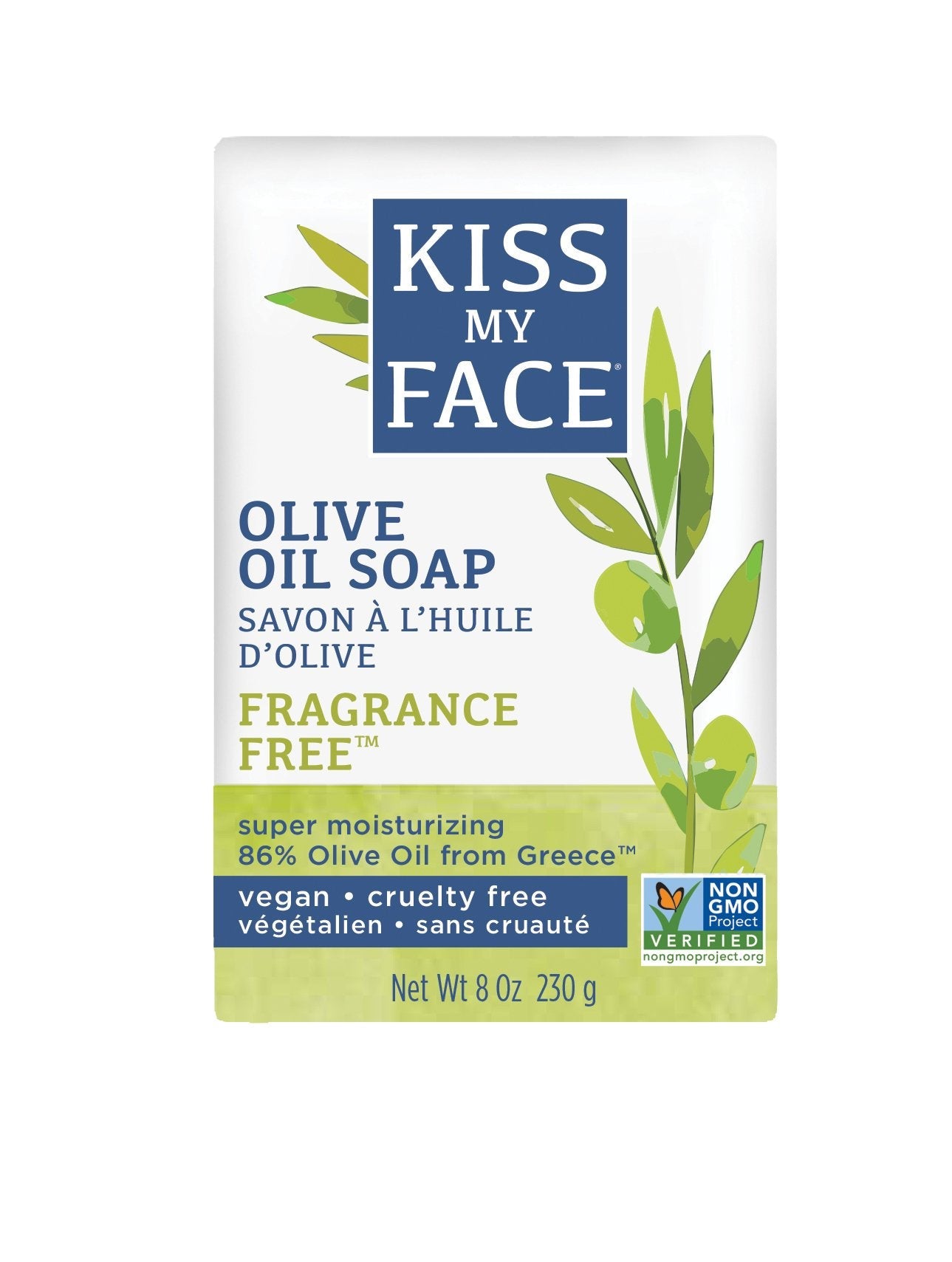 Kiss My Face Olive Oil Fragrance Free Bar Soap - Moisturizing Bar Soap - Cruelty Free Vegan Soap - Palm Oil Free - 4 Oz Bar Beauty & Personal Care Kiss My Face