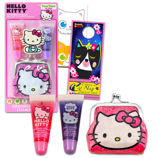 Hello Kitty Lip Balm Tubes - Bundle with 2 Lip Balms in Assorted Flavors for Party Favors Plus Coin Purse, Stickers Beauty and Personal Care Hello Kitty