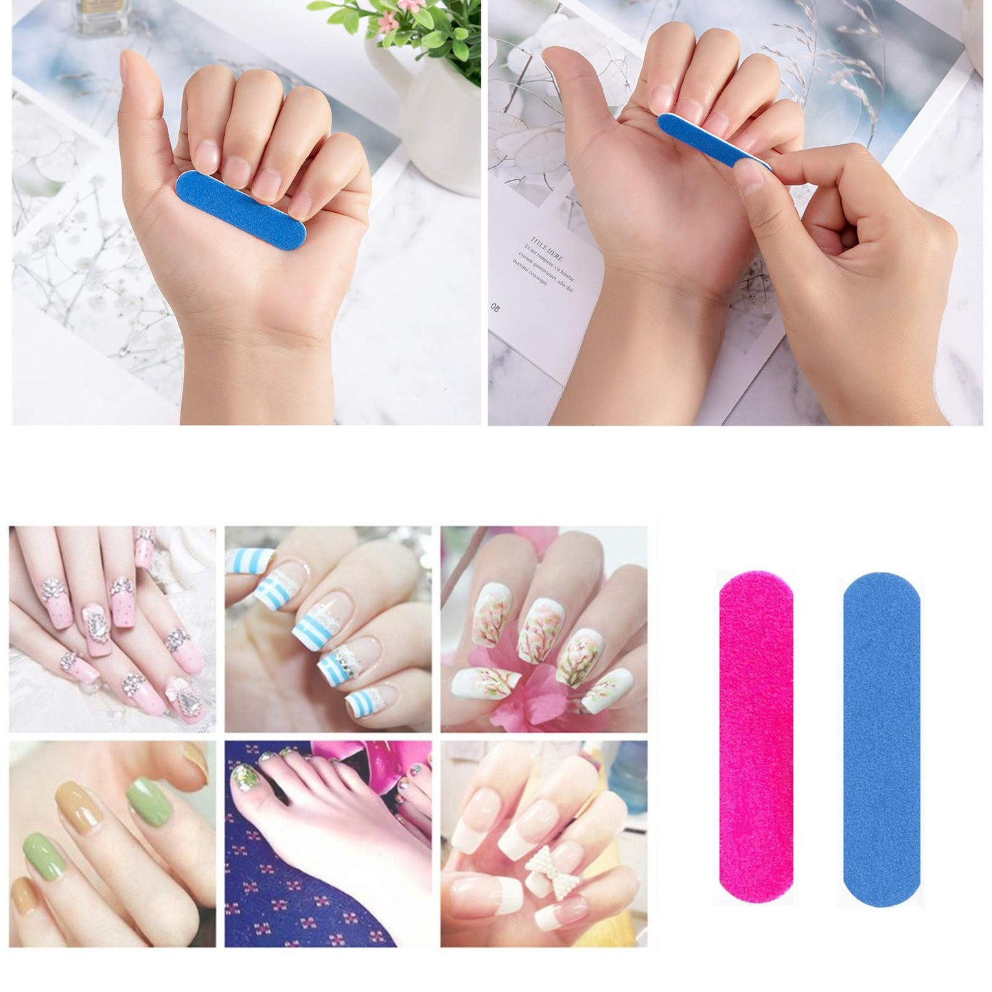 Transun Moo Mini Nail Files Bulk, 100 Pack 2 Inches Disposable Double Sided Emery Boards Manicure Pedicure Tools(1002) Beauty & Personal Care Transun Moo