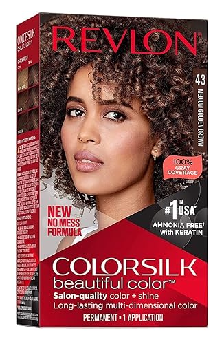 Revlon ColorSilk Hair Color [43] Medium Golden Brown 1 ea (Pack of 8) Beauty & Personal Care REVLON