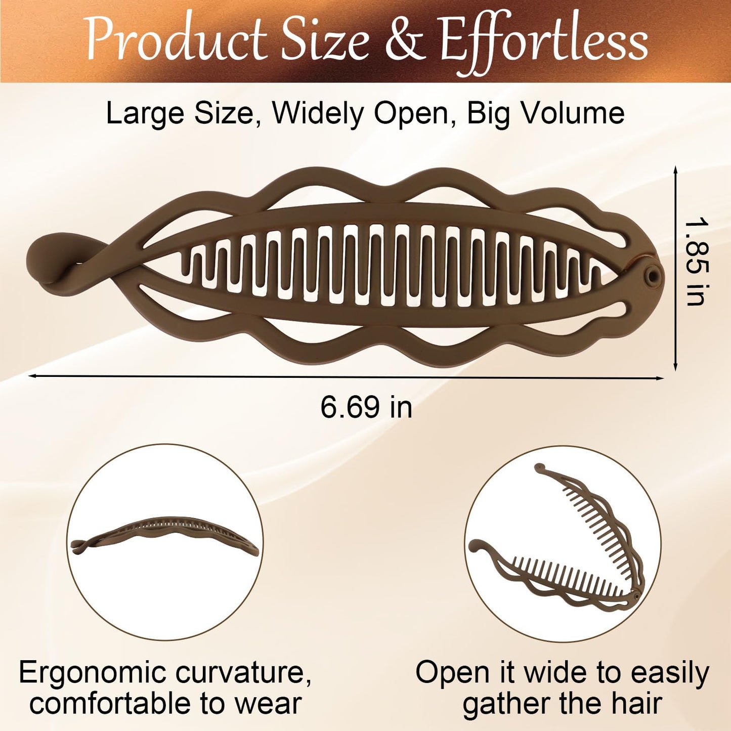 Hapdoo 6.69" Large Flat Banana Clip for Thick Heavy Curly Hair, Ergonomic Matte Volumizing Clean Hairstyles Women Faux Locs, Lay Down Strong Grip Beauty and Personal Care Hapdoo
