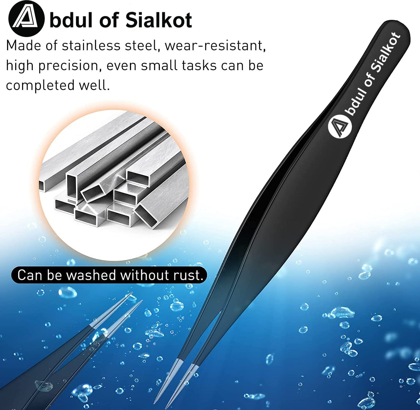 Abdul of Sialkot Pointed Tweezers,Needle Nose Tip, Sharp Precision Ingrown Hair, Surgical Pointed for Blackheads & Splinters/Best Tweezers Beauty & Personal Care Abdul of Sialkot