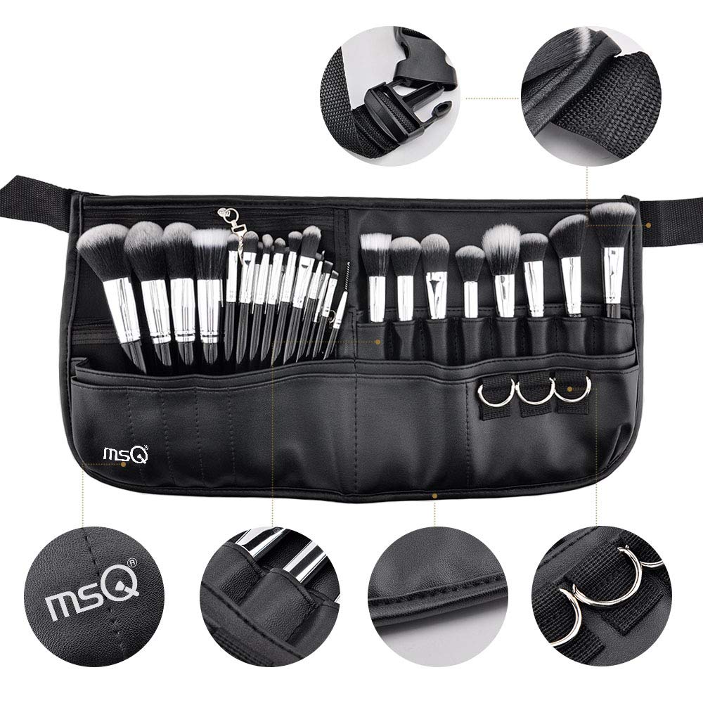 MSQ Makeup Brushes Set 29pcs Professional Cosmetics Brushes with Belt Waist Makeup Bag (Foundation, Powder, Creams, Liquids & Eye Brushes) Beauty & Personal Care MSQ