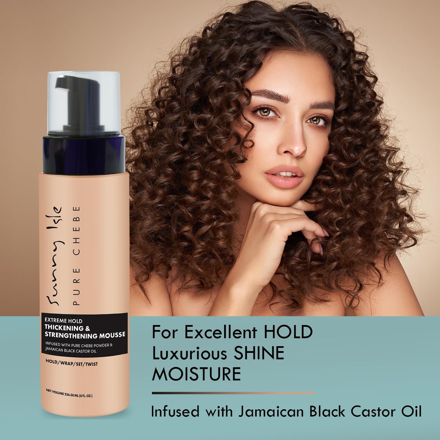 Sunny Isle Chebe Extreme Hold Thickening & Strengthening Mousse - Infused with African Chebe Powder, Jamaican Black Castor Oil - 8oz Beauty & Personal Care Sunny Isle
