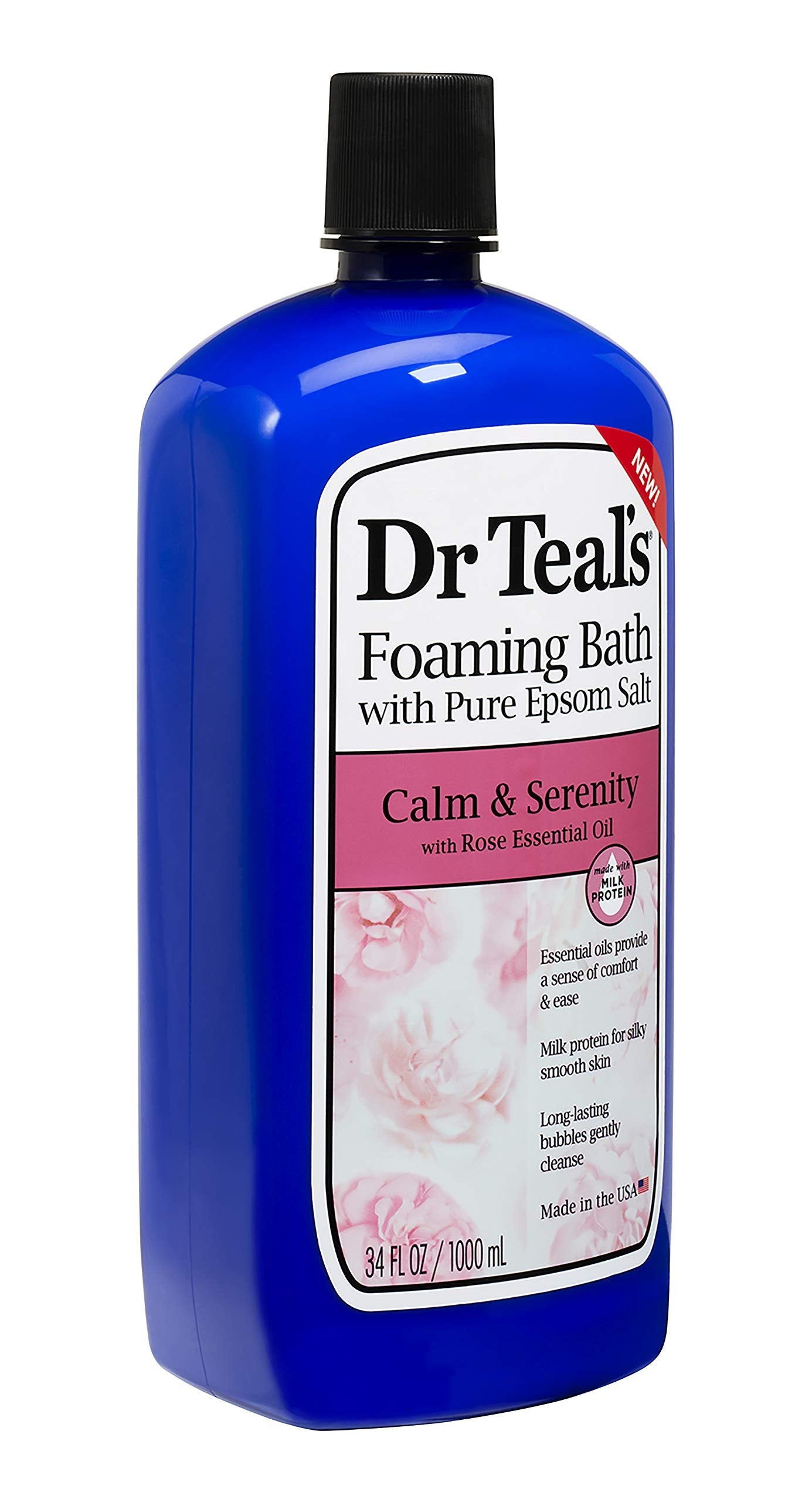 Bundle of Dr Teals Calm & Serenity with Rose Essential Oil (Made with Milk Protein): Pure Epsom Salt Soaking Solution 3 LBS & Foaming Bath 34 FL OZ Beauty and Personal Care Dr.Teal's