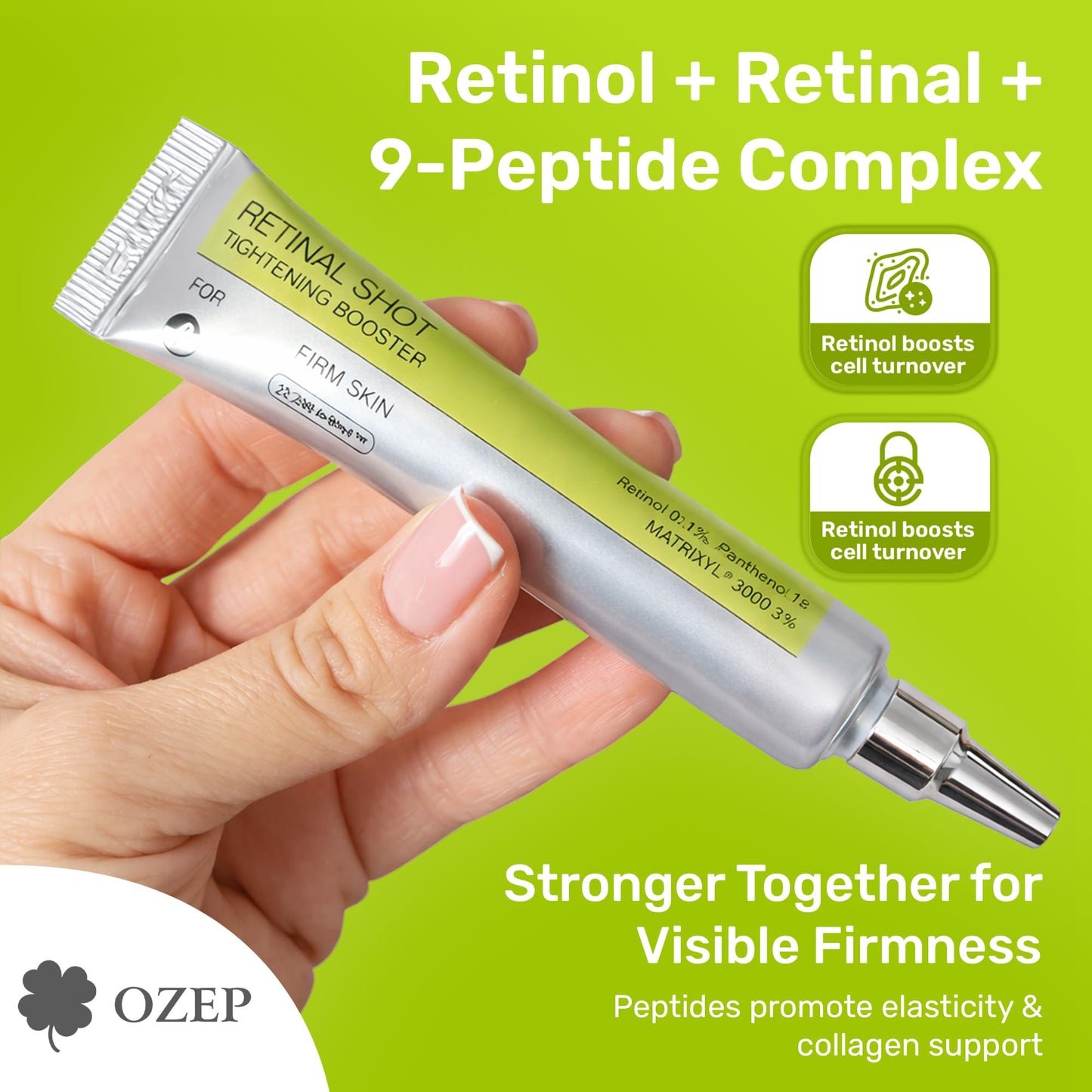 OZEP Retinol Booster 15ml and Retinol Tightening Serum 30ml, Anti-Aging Gift Set, Vitamin A Power Duo with 0.1% Retinol, 9 Peptide Complex, 1% Beauty & Personal Care OZEP