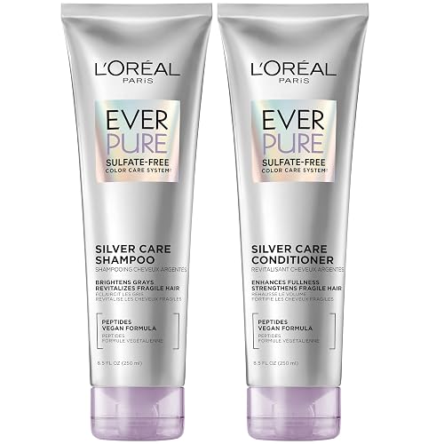 L'Oreal Paris EverPure Silver Care Sulfate Free Shampoo and Conditioner Set, Nourishing Vegan Formula with Peptides for Brightening Gray Hair, 1 Kit Beauty & Personal Care L'Oreal Paris