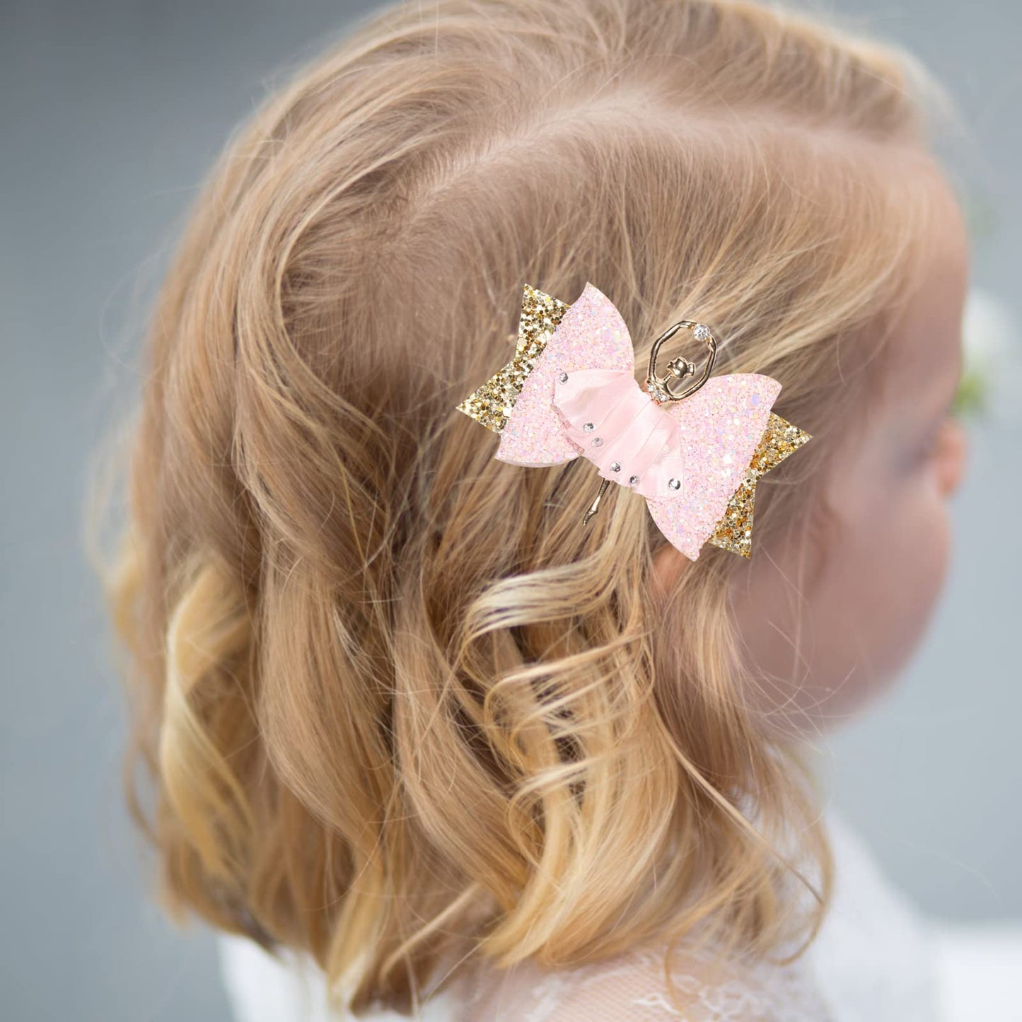 Glitter Ballet Hair Bows with Rhinestones - 2Pcs Dance Hair Clips and Accessories for Girls Beauty & Personal Care EOMTUR