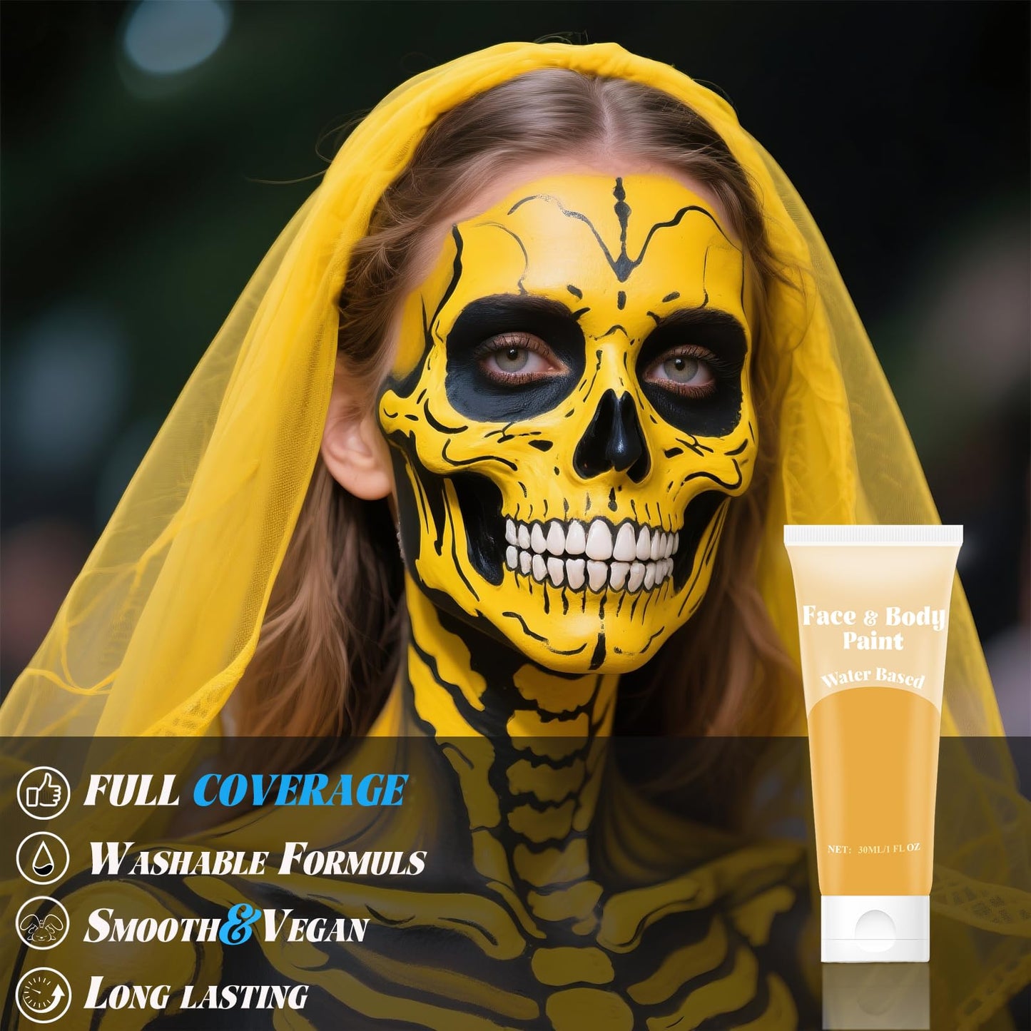 Yellow Face Body Paint,Water Based Face Painting Special Effects For SFX Cosplay Costumes Art Theater Halloween Makeup Beauty & Personal Care TUHPIBK
