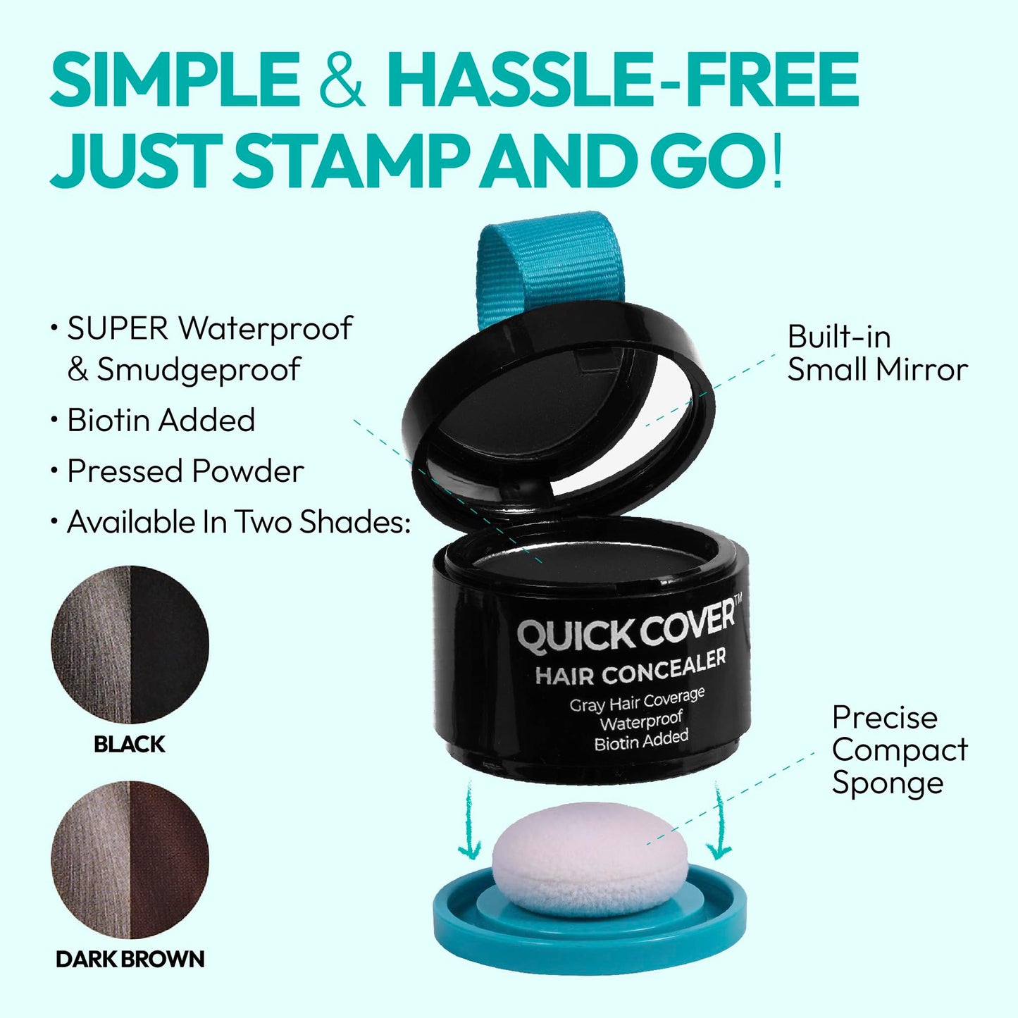 Red by Kiss Quick Cover Hair Concealer, Temporary Root Touch-Up, Precision Gray Coverage, Lightweight & Waterproof, Biotin Infused (Black) Beauty & Personal Care Red by Kiss