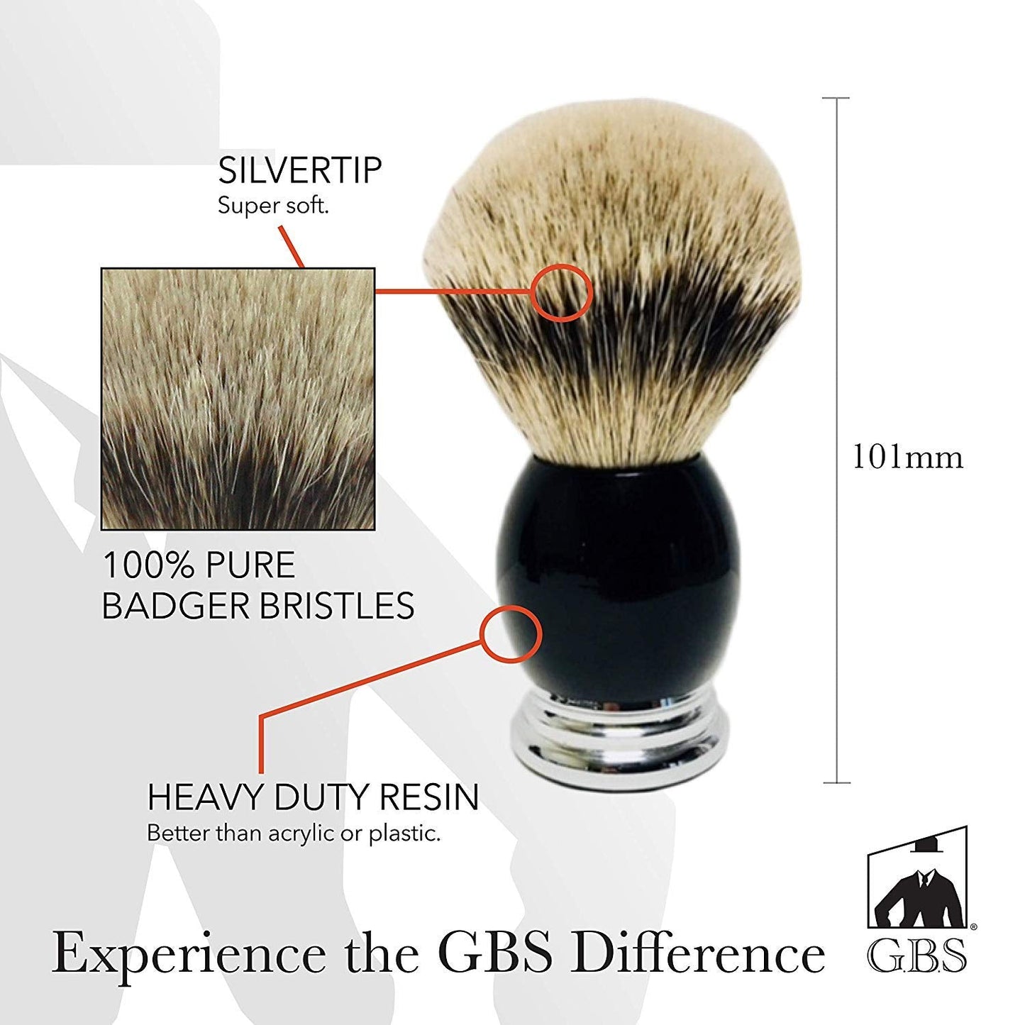 G.B.S Silver Tip Badger Bristle Shaving Brush, Beard Eliminator, Tall Stand for Storage Beauty and Personal Care G.B.S