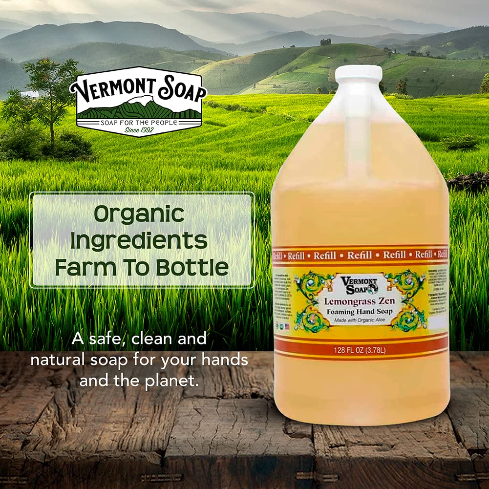 VERMONT SOAP Organics Foaming Hand Soap, Liquid Soap with Pre-diluted Formula - Ready to Use Lemongrass Hand Soap With Convenient and Economical Beauty & Personal Care VERMONT SOAP