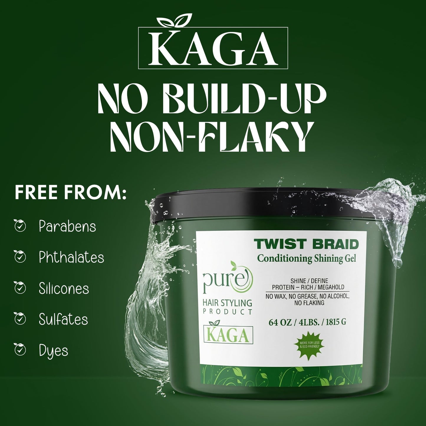 KAGA Pure O Natural Neatbraid Beauty Professional Conditioning Shining Gel 64oz / 4LB (64 Ounce) Beauty & Personal Care KAGA