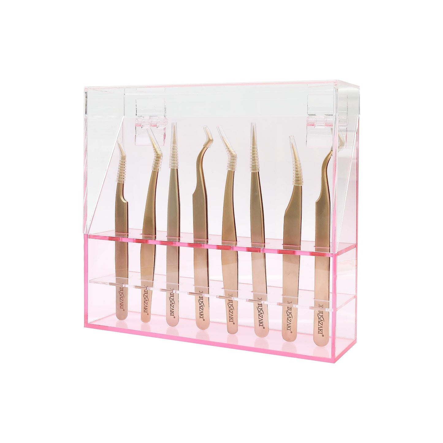 XIUSUZAKI Tweezers Storage Box 8 Holes Holder Lash Tweezers Storage for Eyelash Extensions Eyelash Professional(Red,Only the Box) Beauty and Personal Care XIUSUZAKI