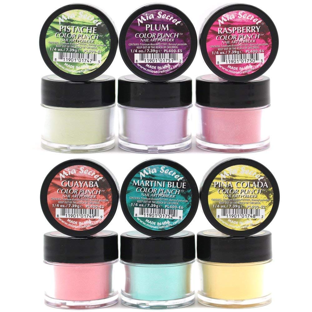 Mia Secret -Color Punch Collection Nail Acrylic Powder set of 6 Beauty & Personal Care Mia Secret
