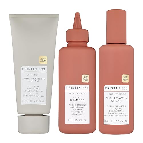 Kristin Ess Bouncy Curls Curly Hair Care Set - Moisturizing Shampoo, Hydrating Leave In Conditioner, Ultra Light Curl Defining Cream for Anti Frizz Beauty & Personal Care Kristin Ess