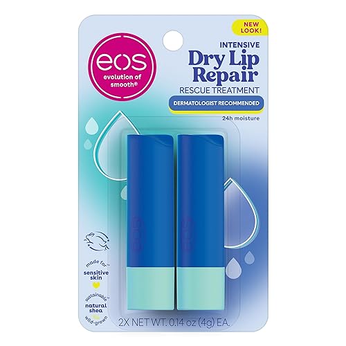 eos The Hero Lip Repair, 24HR Moisture for Severely Dry Lips, Natural Strawberry Extract, Hypoallergenic Moisturizing Lip Balm, 0.14 oz, 2-Pack Beauty & Personal Care eos