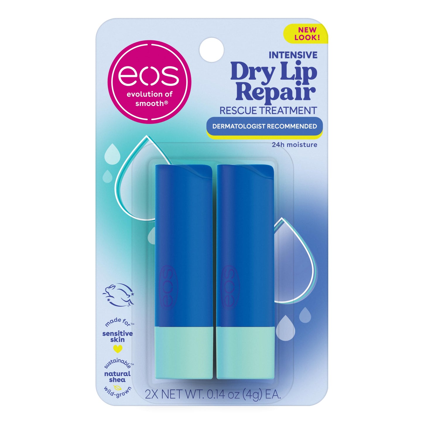 eos The Hero Lip Repair, 24HR Moisture for Severely Dry Lips, Natural Strawberry Extract, Hypoallergenic Moisturizing Lip Balm, 0.14 oz, 2-Pack Beauty & Personal Care eos
