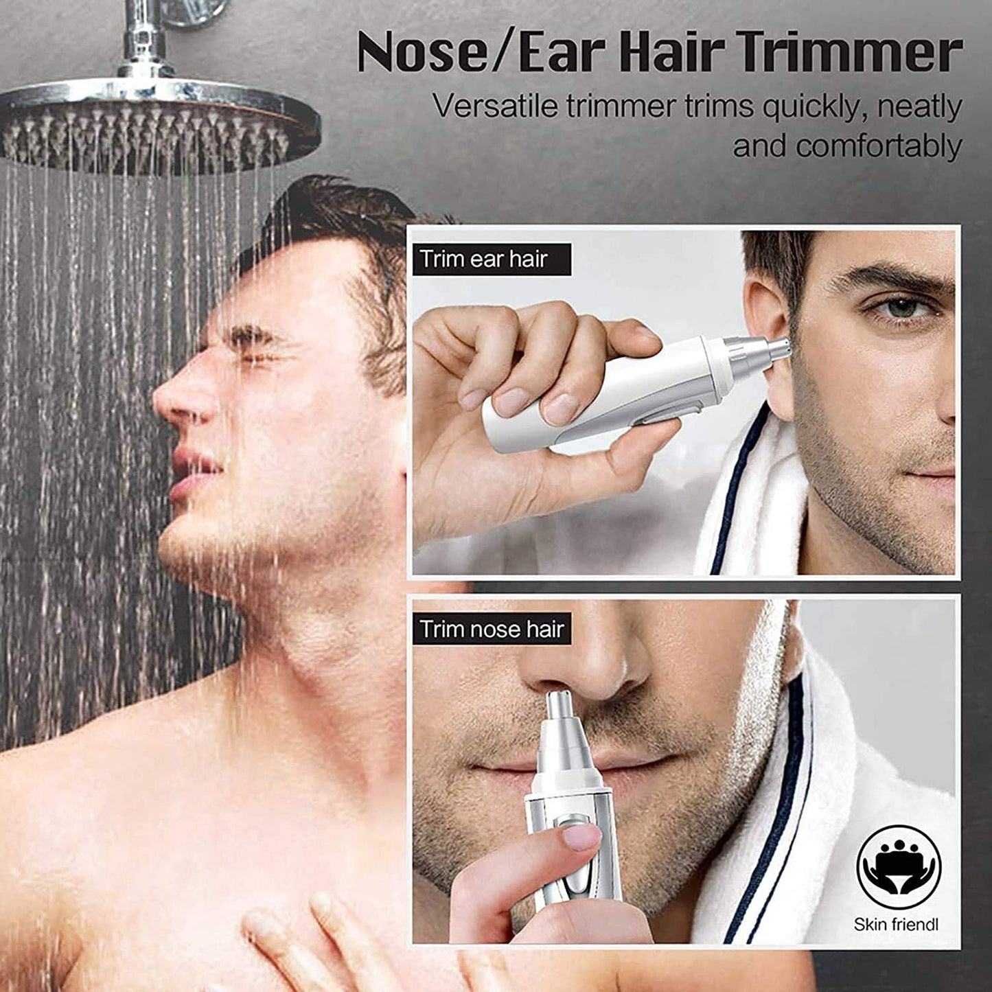 LEONYS Ear and Nose Hair Trimmer Clipper - Professional Painless Eyebrow and Facial Hair Trimmer for Men and Women, Battery-Operated, IPX7 Waterproof Beauty and Personal Care LEONYS