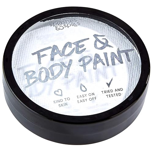 Face and Body Paint Cream - White, 18g Cake Tub - Pretend Costume and Dress Up Makeup by Splashes & Spills Beauty & Personal Care splashes & spills