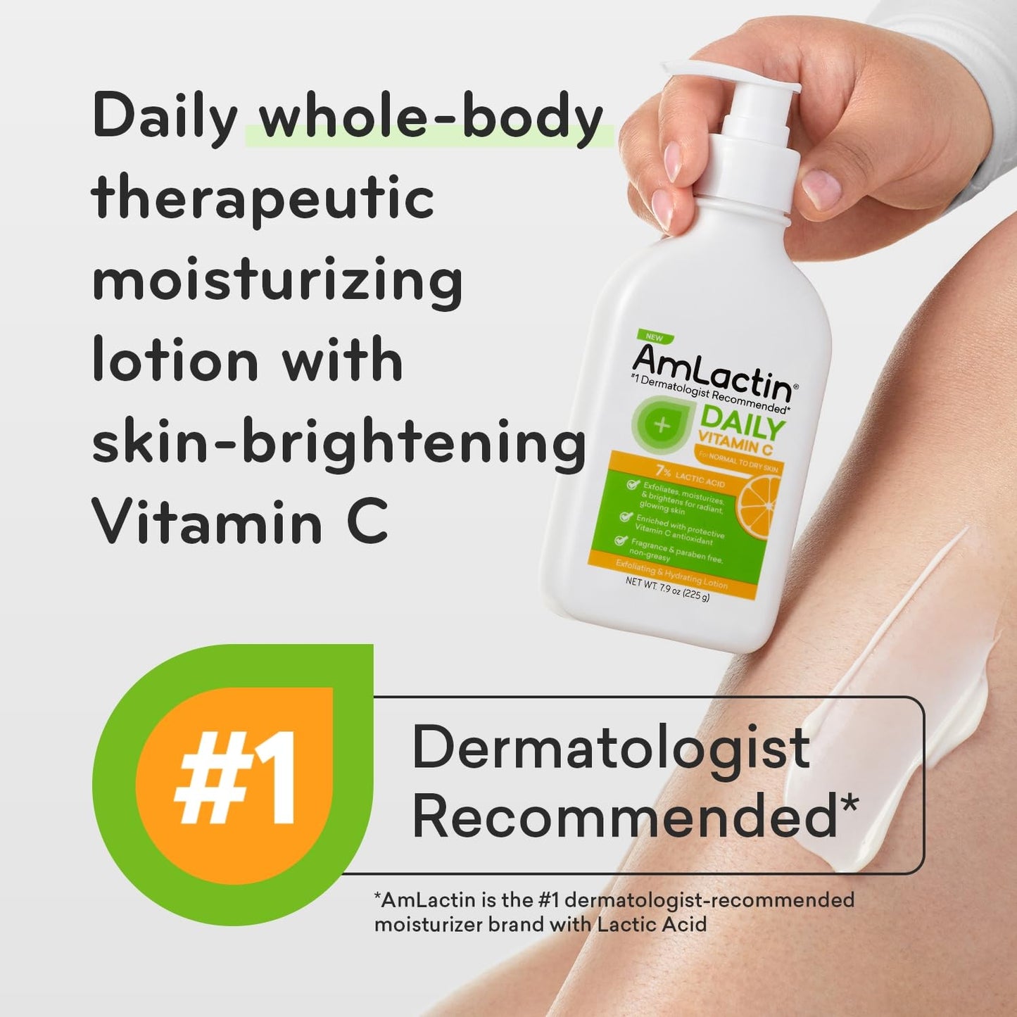 AmLactin Daily Vitamin C Lotion - 7.9 oz Body Lotion with 7% Lactic Acid - Skin-Brightening Exfoliator and Moisturizer for Dry Skin Beauty & Personal Care AmLactin