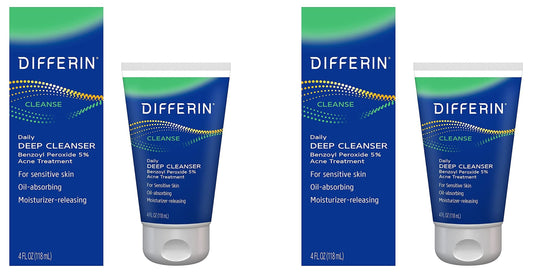 Differin Acne Face Wash with 5% Benzoyl Peroxide, Daily Deep Cleanser by the makers of Differin Gel, Gentle Skin Care for Acne Prone Sensitive Skin, 4 Beauty and Personal Care Differin Default Title
