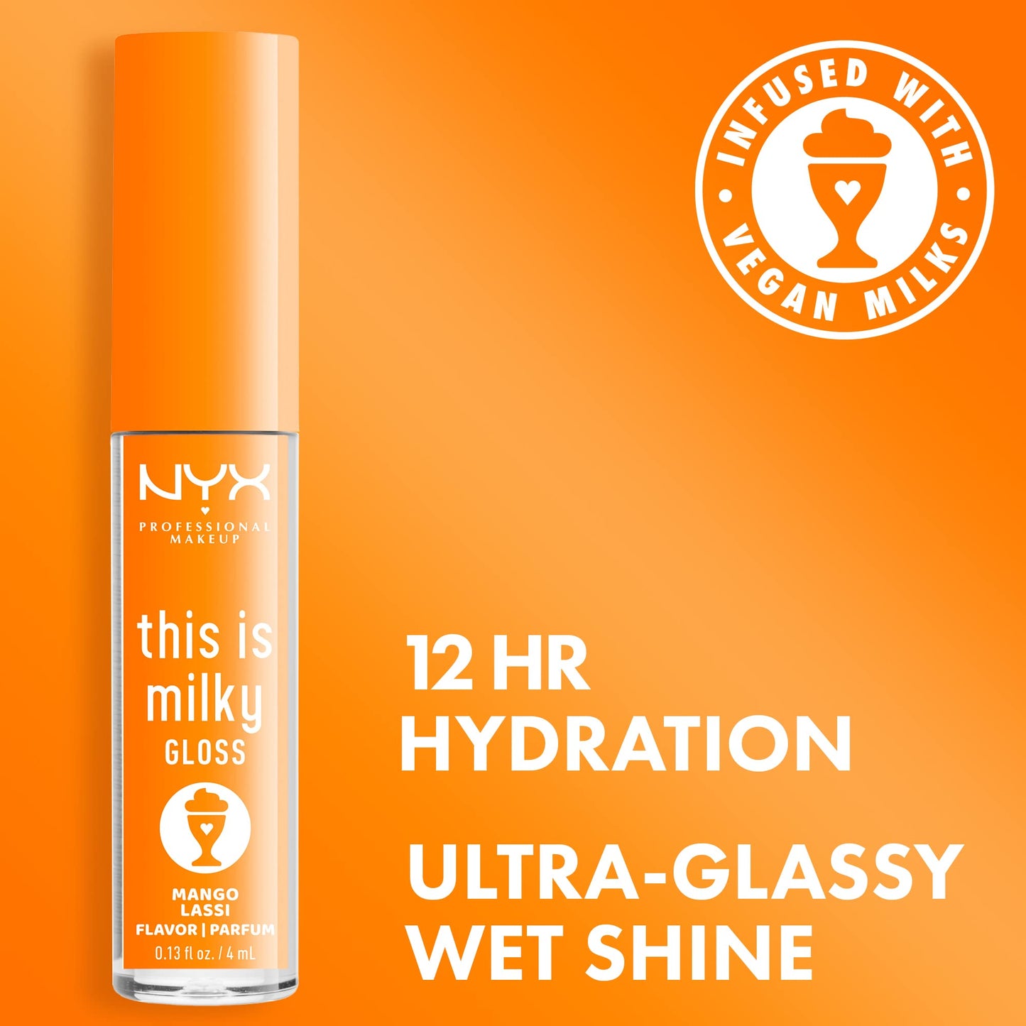 NYX PROFESSIONAL MAKEUP This Is Milky Gloss, Lip Gloss with 12 Hour Hydration, Vegan - Mango Lassi (Orange Cream) Beauty & Personal Care NYX PROFESSIONAL MAKEUP