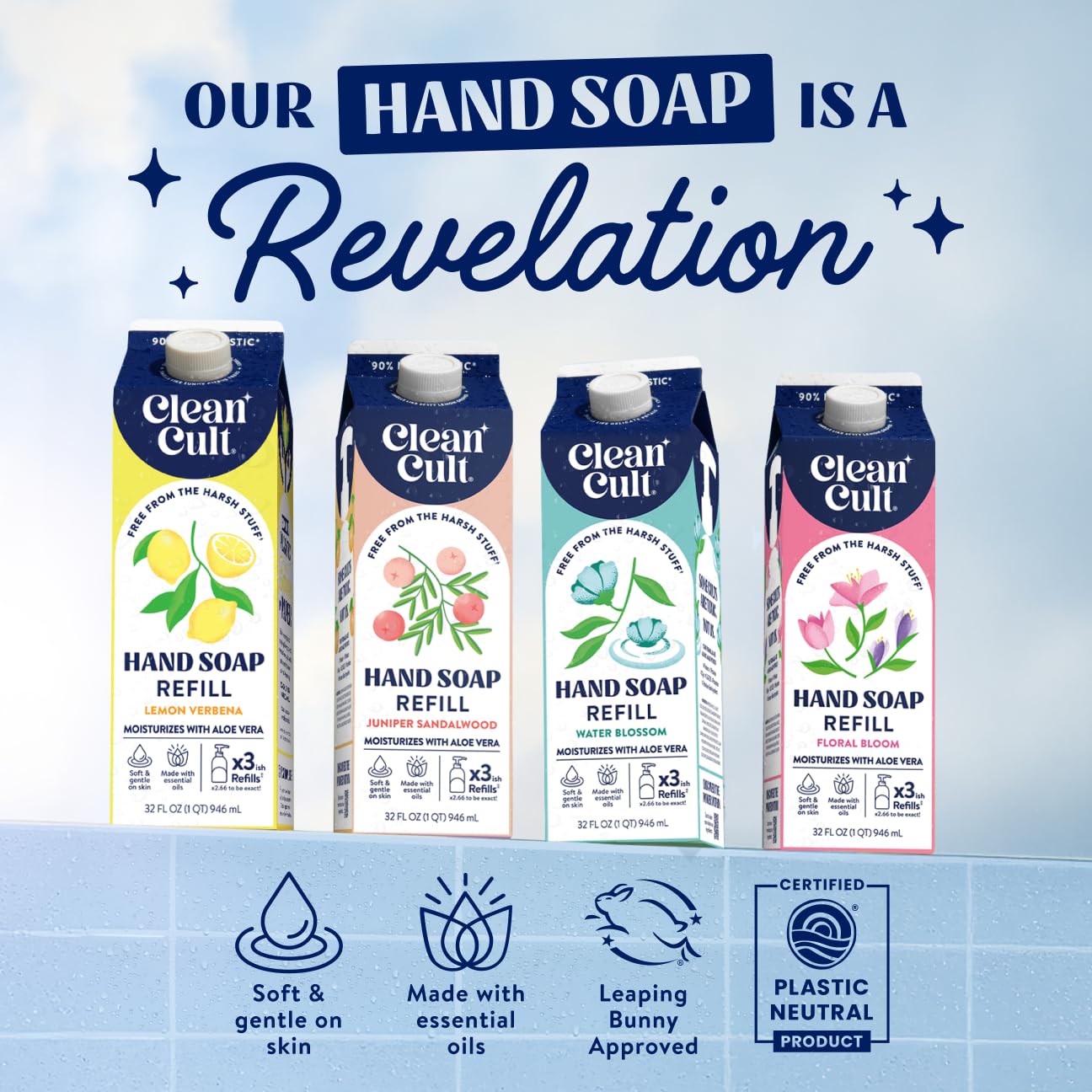Cleancult Liquid Hand Soap Refill - Juniper Sandalwood - Moisturizes Dry & Sensitive Skin - Made with Aloe Vera & Essential Oils - Eco Friendly Beauty & Personal Care Cleancult