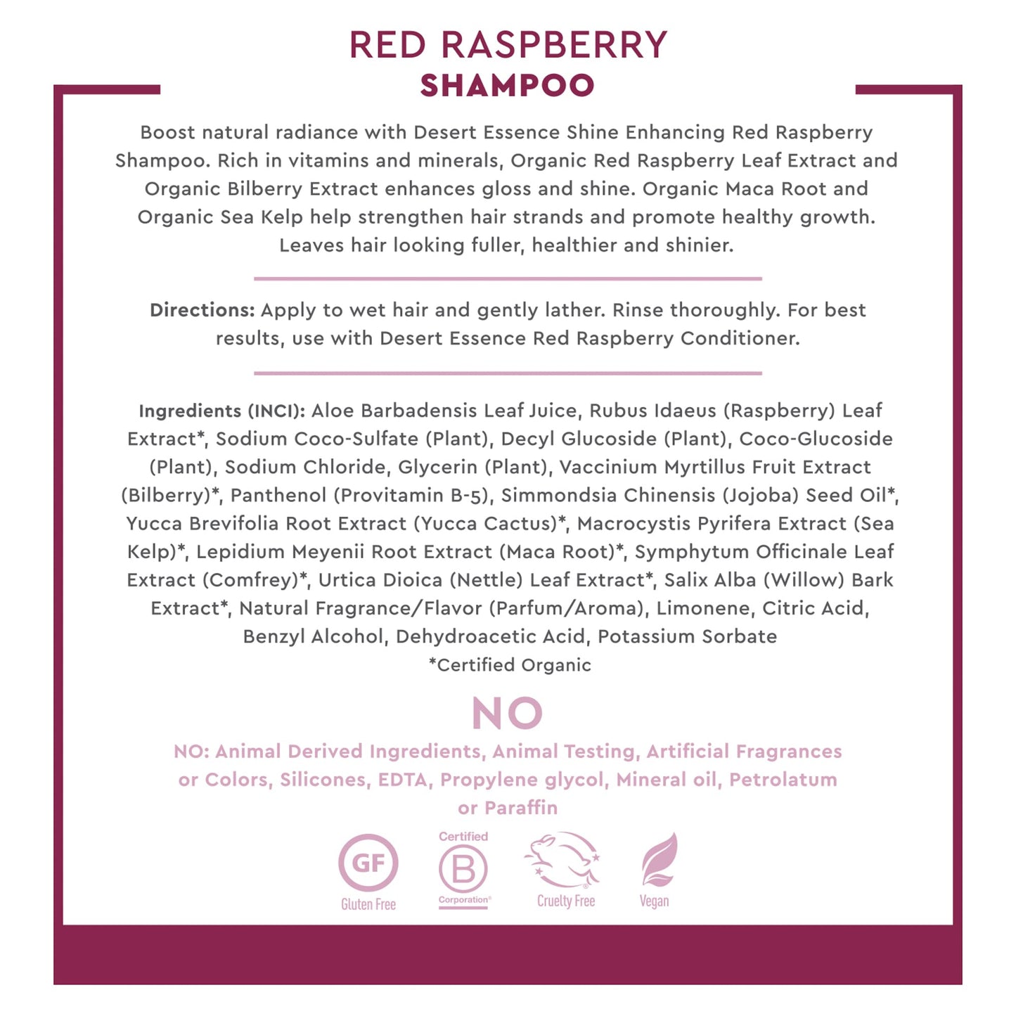 Desert Essence Red Raspberry Shampoo and Conditioner Bundle With Aloe Leaf Juice, Jojoba, Vitamin B-5 and Shea Butter, 8 fl. oz. and 8 fl. oz. Each Beauty & Personal Care Desert Essence