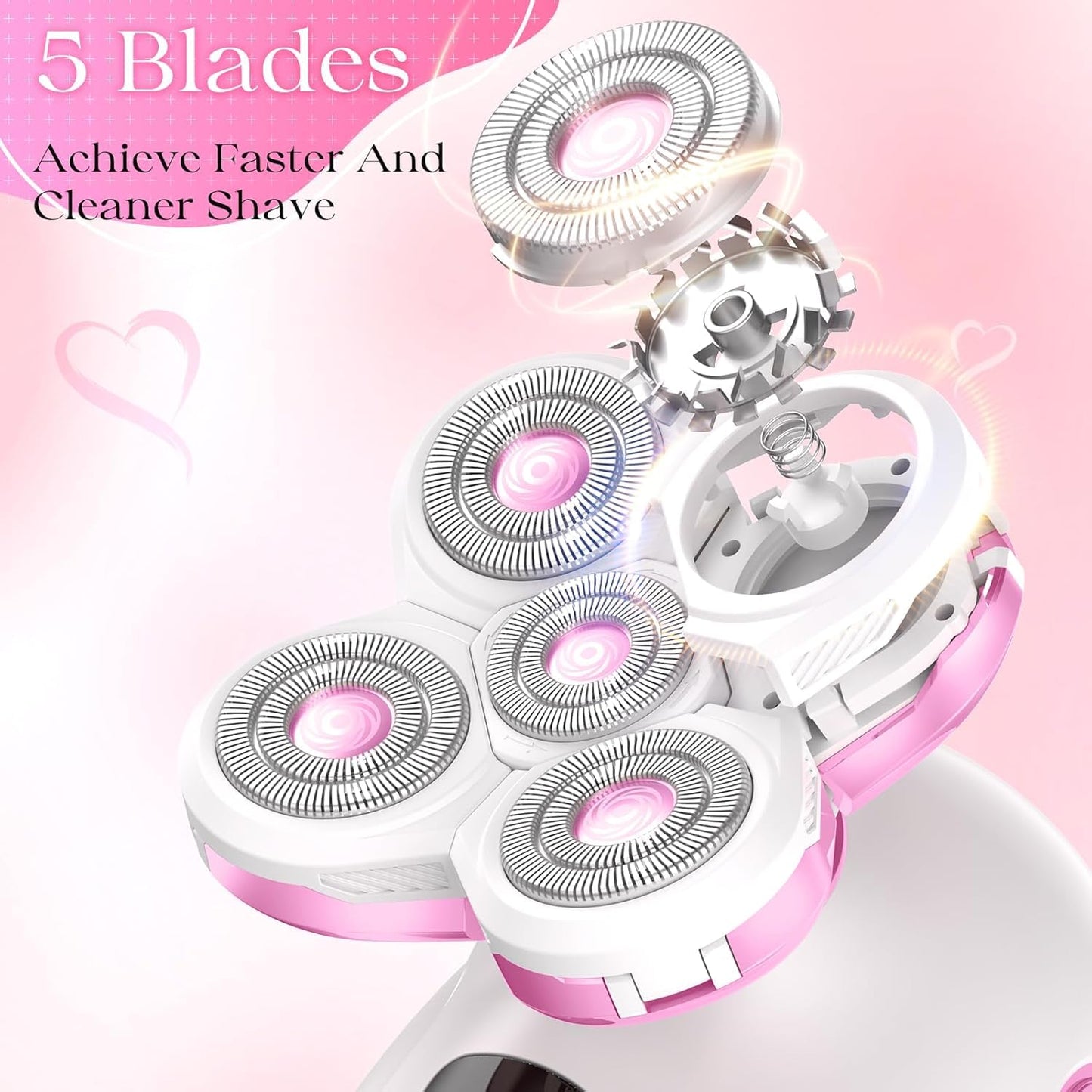 Electric Razors for Women Legs, Rechargeable Rotary Painless Shaver for Legs Bikini Facial Hair Removal, Body Wet/Dry Razor Water Resistant Grooming Beauty and Personal Care Orvina