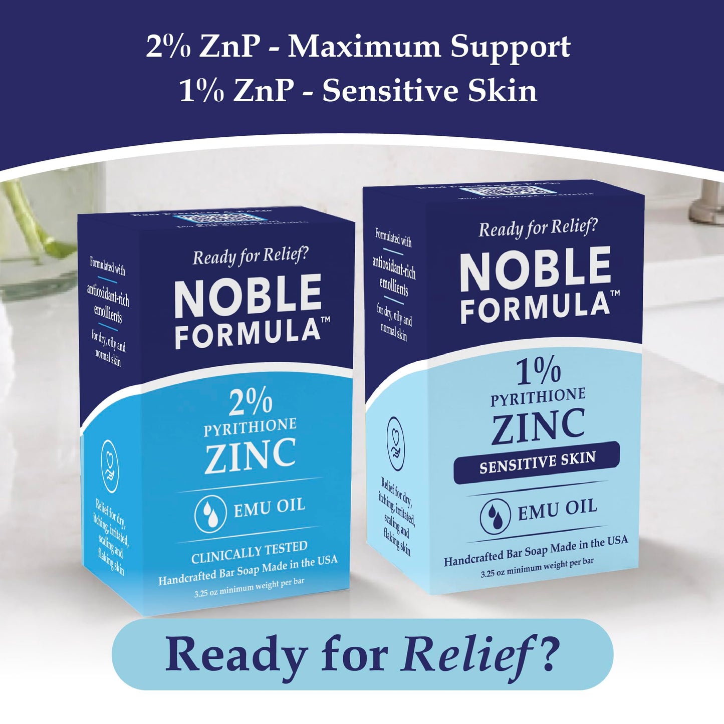 Noble Formula 1% Pyrithione Zinc Soap Bar with Emu Oil - Face, Body and Scalp Gentle Cleanser for Dry, Flaky and Itchy Skin, Sensitive Skin Formula Beauty & Personal Care Noble Formula