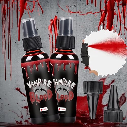 Fake Blood Spray for Halloween, 2fl oz Washable Fake Blood Makeup, Realistic Fake Blood, Fake Blood for Face, Perfect for Costume, Vampire, Clown&SFX Beauty & Personal Care LUYIMIN