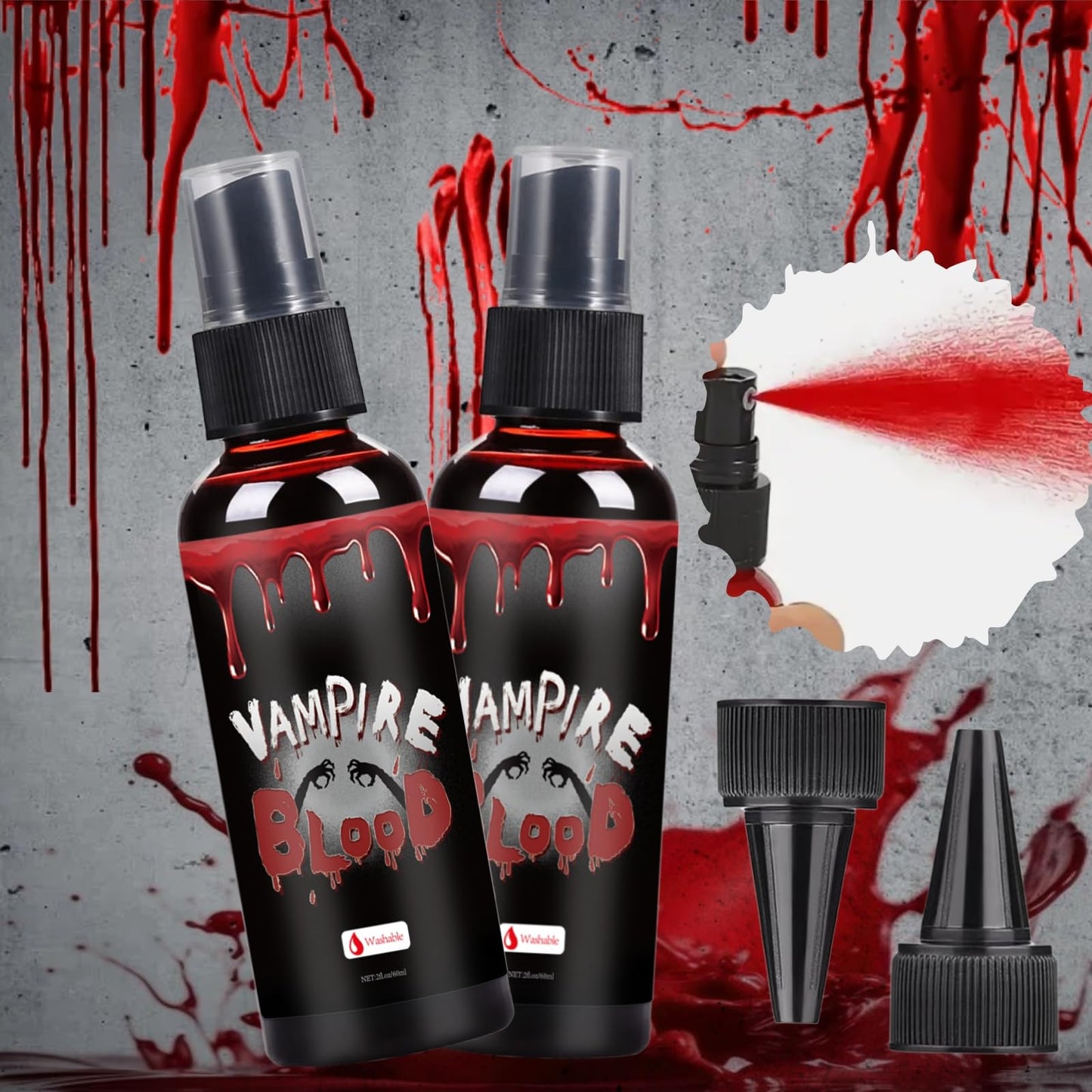 Fake Blood Spray for Halloween, 2fl oz Washable Fake Blood Makeup, Realistic Fake Blood, Fake Blood for Face, Perfect for Costume, Vampire, Clown&SFX Beauty & Personal Care LUYIMIN