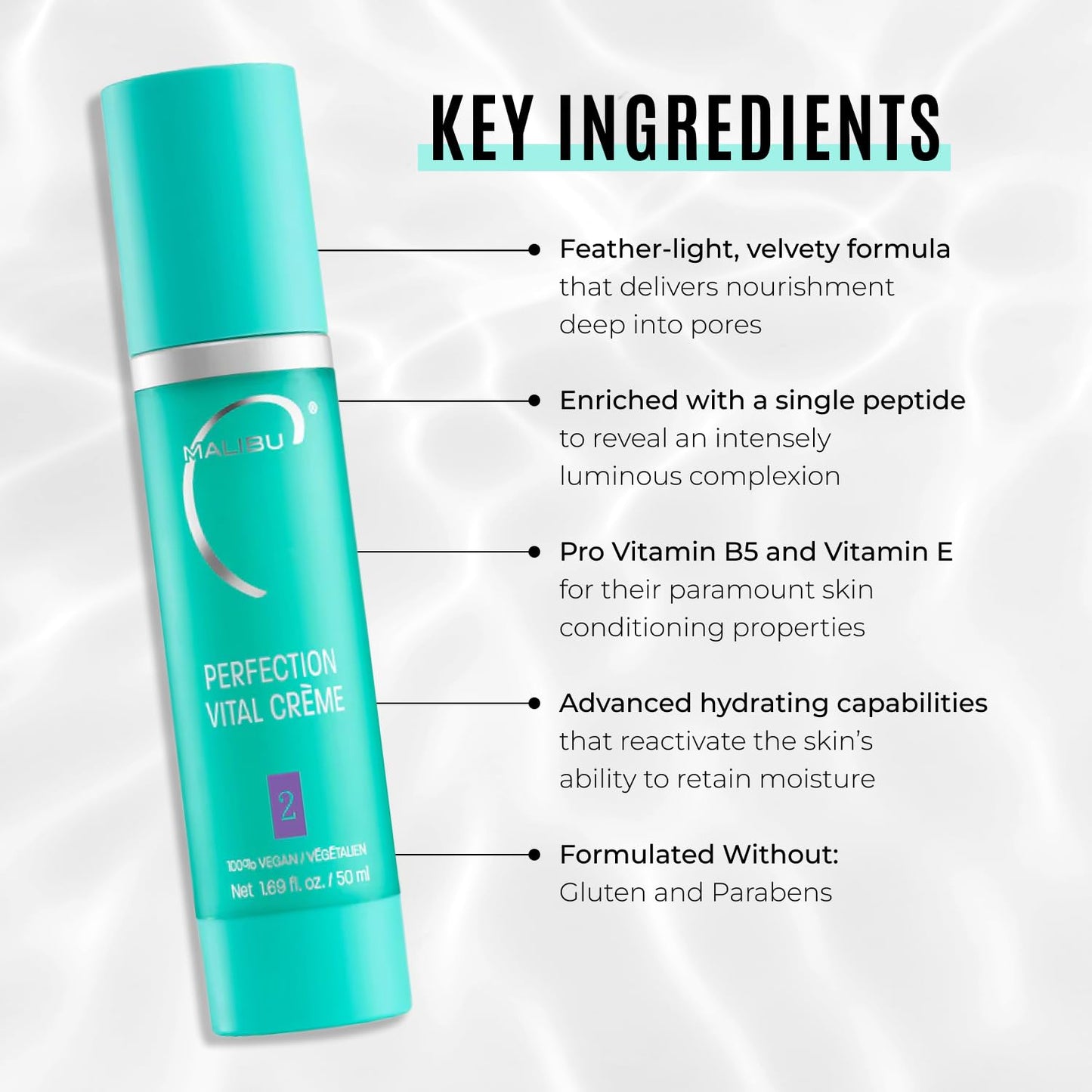 Malibu C Perfection Vital Crème - Daily Face Moisturizer for Dry Skin with Peptide & Pro Vitamin B5 - Hydrating Moisturizer for Fine Lines, Wrinkles Beauty & Personal Care Malibu C