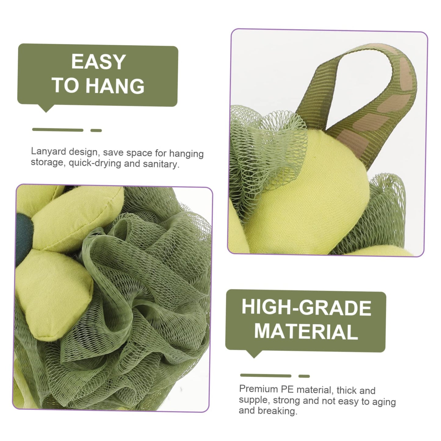 PartyKindom 3pcs Gentle Exfoliating Flower Loofah Sponge for Shower Soft Pe Bath Mesh Body Scrubber for Women Newborns High Density Foaming Bath Beauty and Personal Care PartyKindom