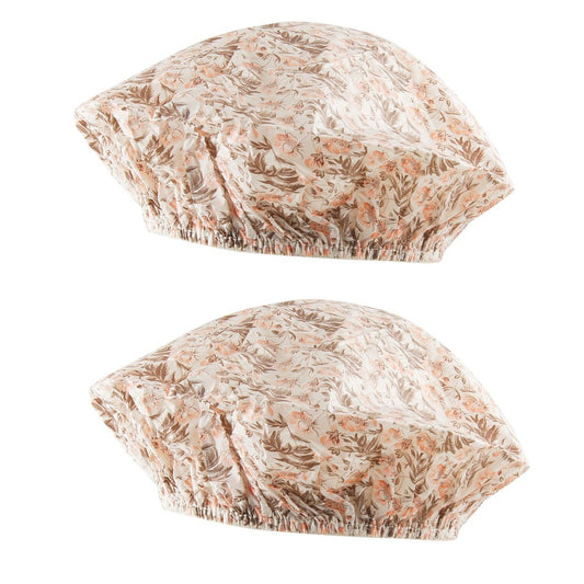 Ruilogod Elastic Hem Flower Leaf Print Brown Nylon Shower Cap Bath Hat (id: e43 6b9 c69 56d 0fb Beauty and Personal Care Ruilogod