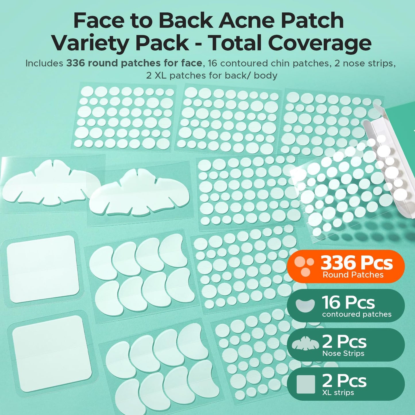 TKTK Pimple Patches for Face, 6 Sizes Hydrocolloid Acne Patch Variety, Large Acne Stickers for Cheeks, Forehead, Chin, Nose, Back Blemishes Zit Beauty and Personal Care TKTK