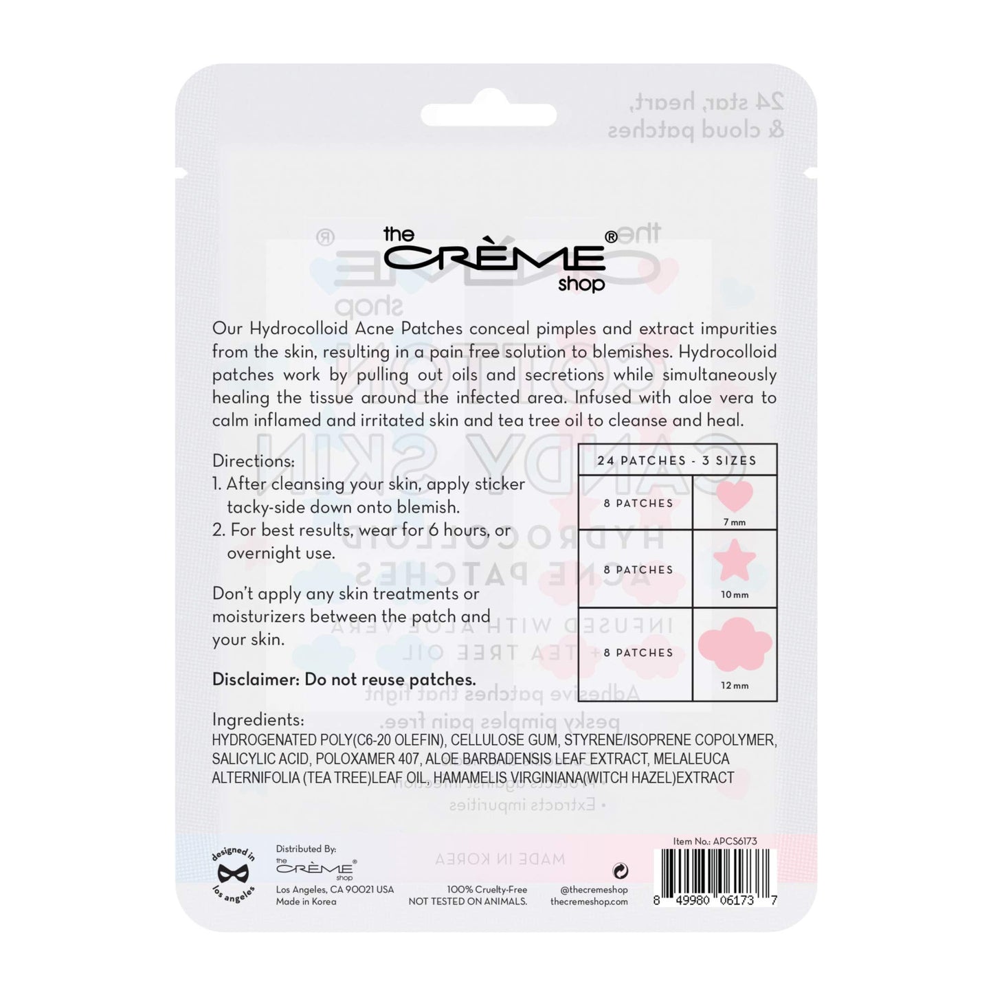 The Crème Shop Cotton Candy Skin Hydrocolloid Acne Patches - Pimple Treatment with Salicylic Acid & Witch Hazel - 3 Sizes, 72 Patches Beauty & Personal Care The Crème Shop