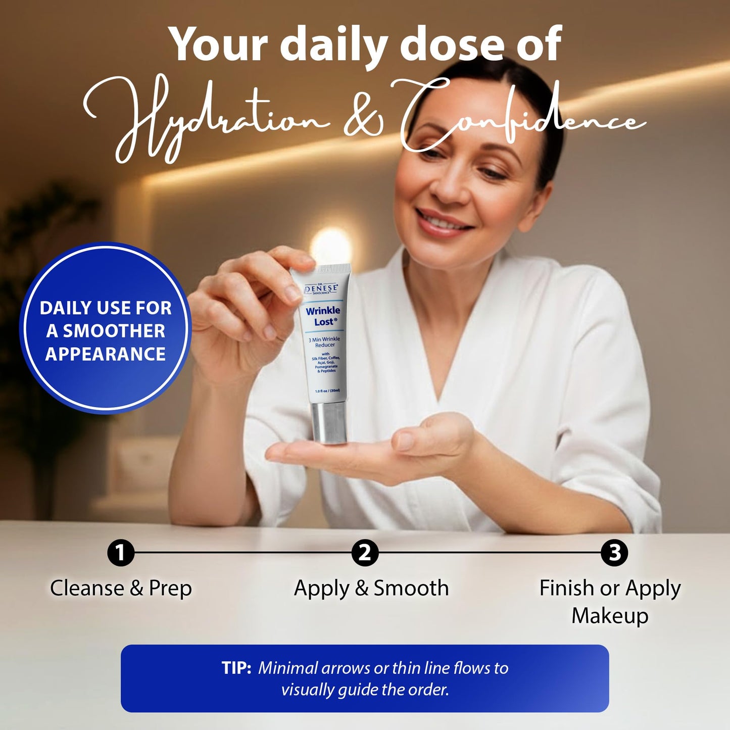Dr. Denese Wrinkle Lost Line Reducer 1 oz - Hydrating Serum with Silk Protein Fiber Technology for a Smoother Appearance - Lightweight Daily Formula Beauty & Personal Care Dr. Denese