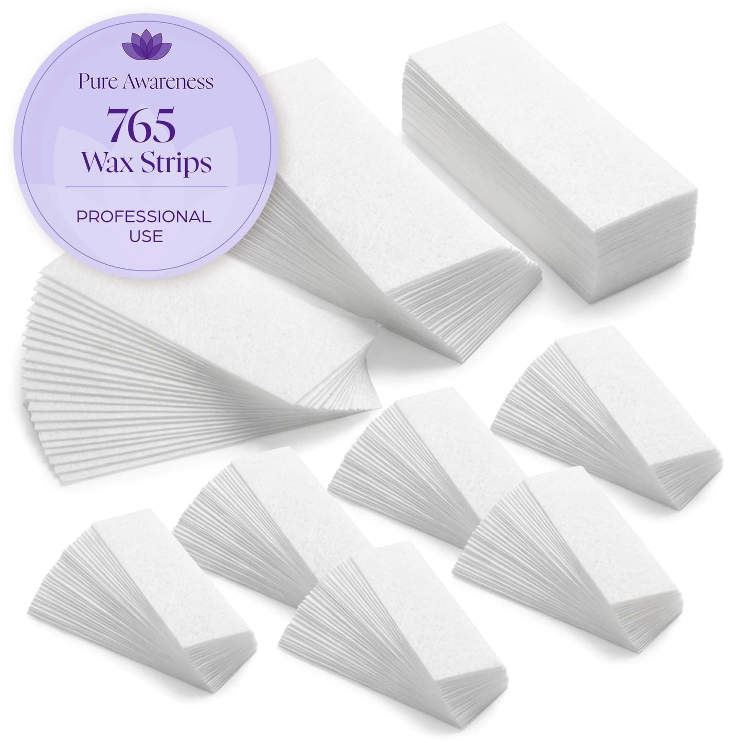765 Professional Wax Strips for Waxing - Tear-Resistant Fabric Hair Removal Strips - 225 Large & 540 Small - Reusable for Warm Wax & Sugar Paste Beauty and Personal Care PURE AWARENESS