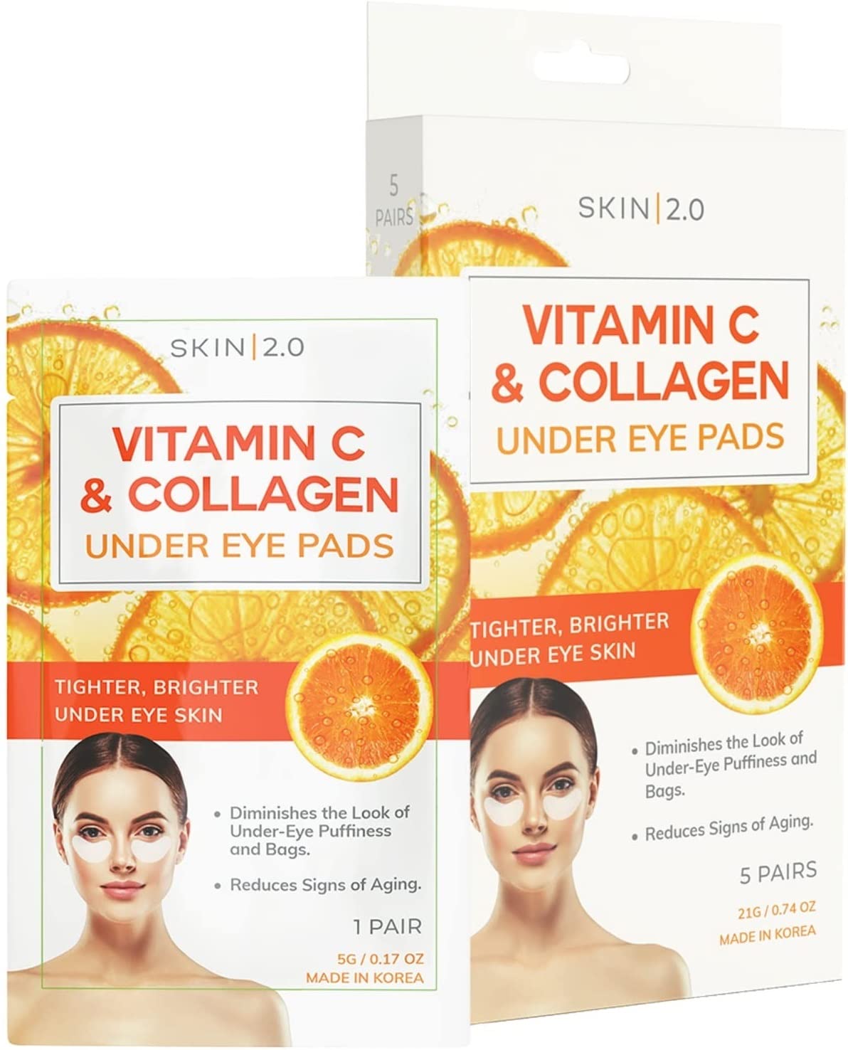 Skin 2.0 Vitamin C & Collagen Under Eye Patches - Dermatologist Tested - Brightens Dark Circles, Tightens Under Eye Area, Anti-Aging - Natural Beauty & Personal Care Skin 2.0