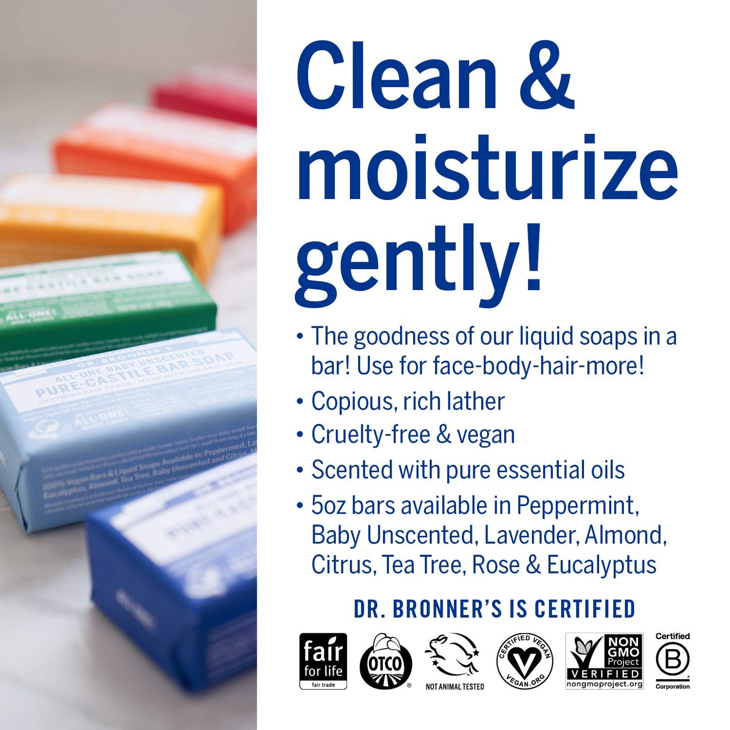 Dr. Bronner’s - Pure-Castile Bar Soap (Peppermint, 5 ounce, 8-Pack) - Made with Organic Oils, For Face, Body and Hair, Gentle and Moisturizing Beauty & Personal Care Dr. Bronner's