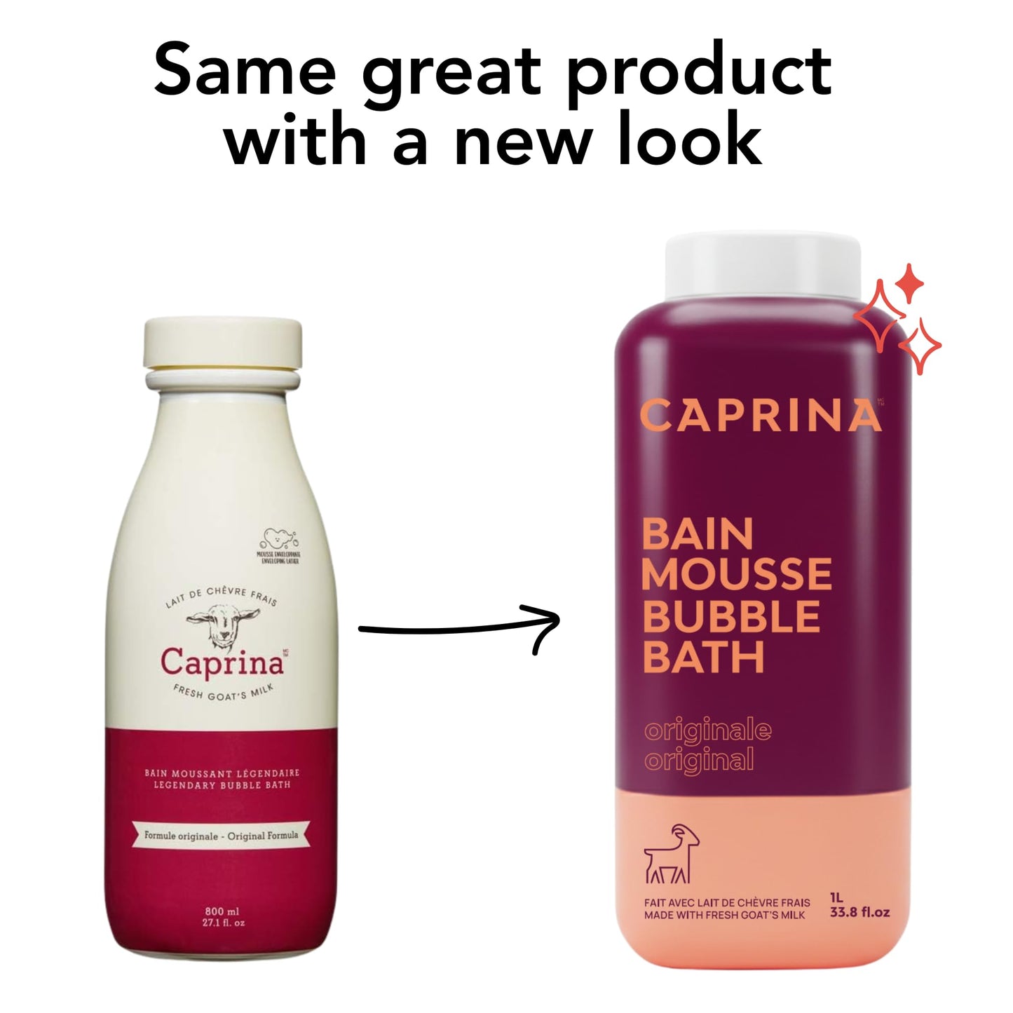 Caprina Legendary Bubble Bath, 1 L (33.8 fl oz), Now 25% More, Original, Classic Goat Milk Soak Beauty and Personal Care Caprina