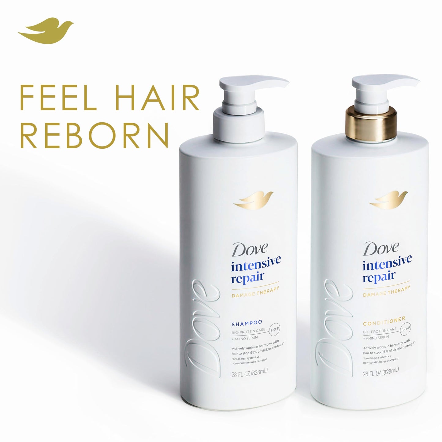 Dove Shampoo 4 Pack Intensive Repair for Damaged Hair with Bio-Protein Care Technology and Amino Serum 28 Fl Oz Beauty and Personal Care Dove