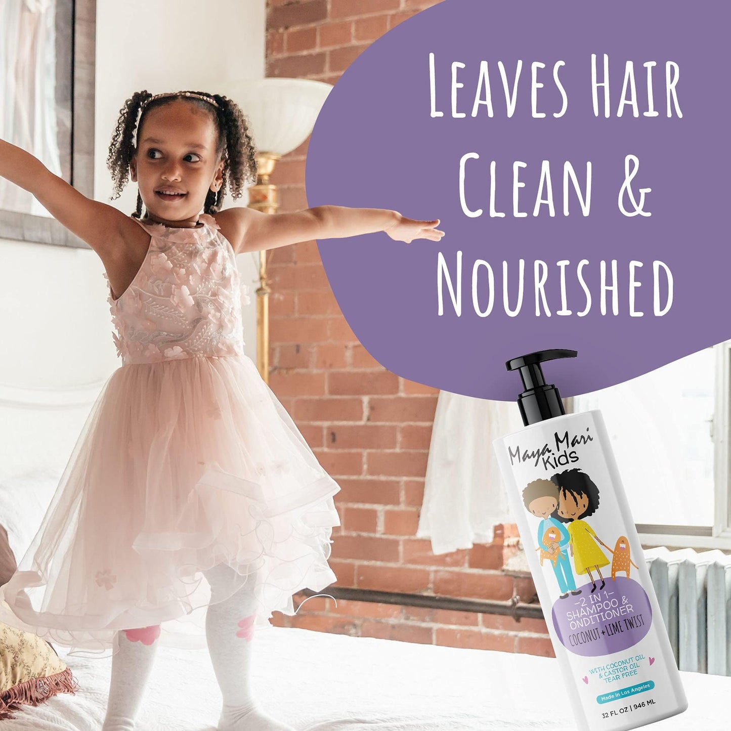 Maya Mari Kids 2in1 Shampoo + Conditioner with Tear-Free Formula and Bonus Hair Gel - Perfect for Kids Daily Hair Care Routines for both boys Beauty & Personal Care MAYA MARI