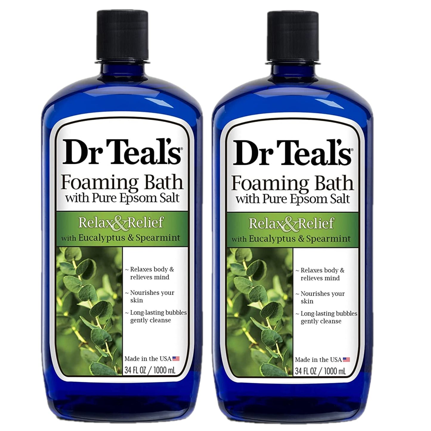 Dr. Teals Eucalyptus & Spearmint Foaming Bath Gift Set (2 Pack, 68oz Total) - Essential Oils with Pure Epsom Salt Nourish & Hydrate Skin - Relax Beauty and Personal Care Dr Teal's