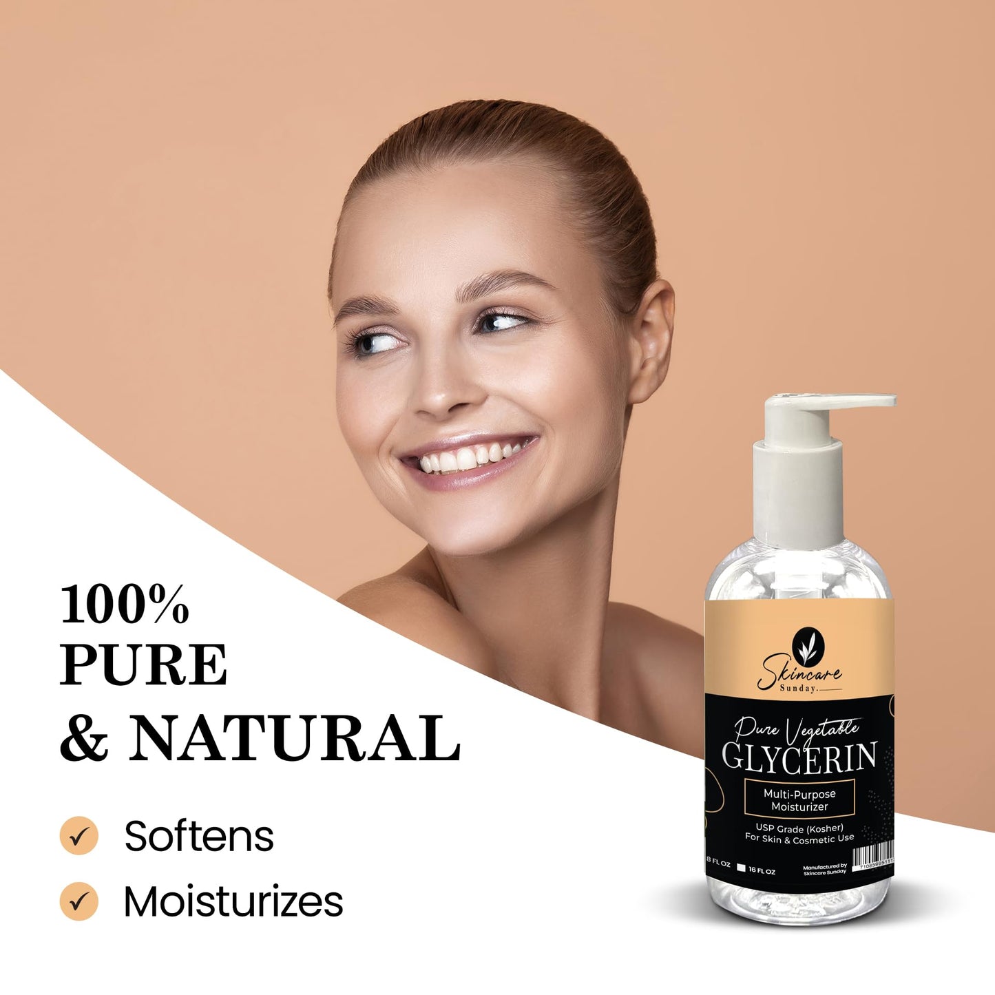 Skincare Sunday Pure Vegetable Glycerin - Premium Softening & Moisturizing Multi-Purpose Moisturizer for Skin & Cosmetics (32Oz) (16oz X 2) Beauty & Personal Care SKINCARE SUNDAY