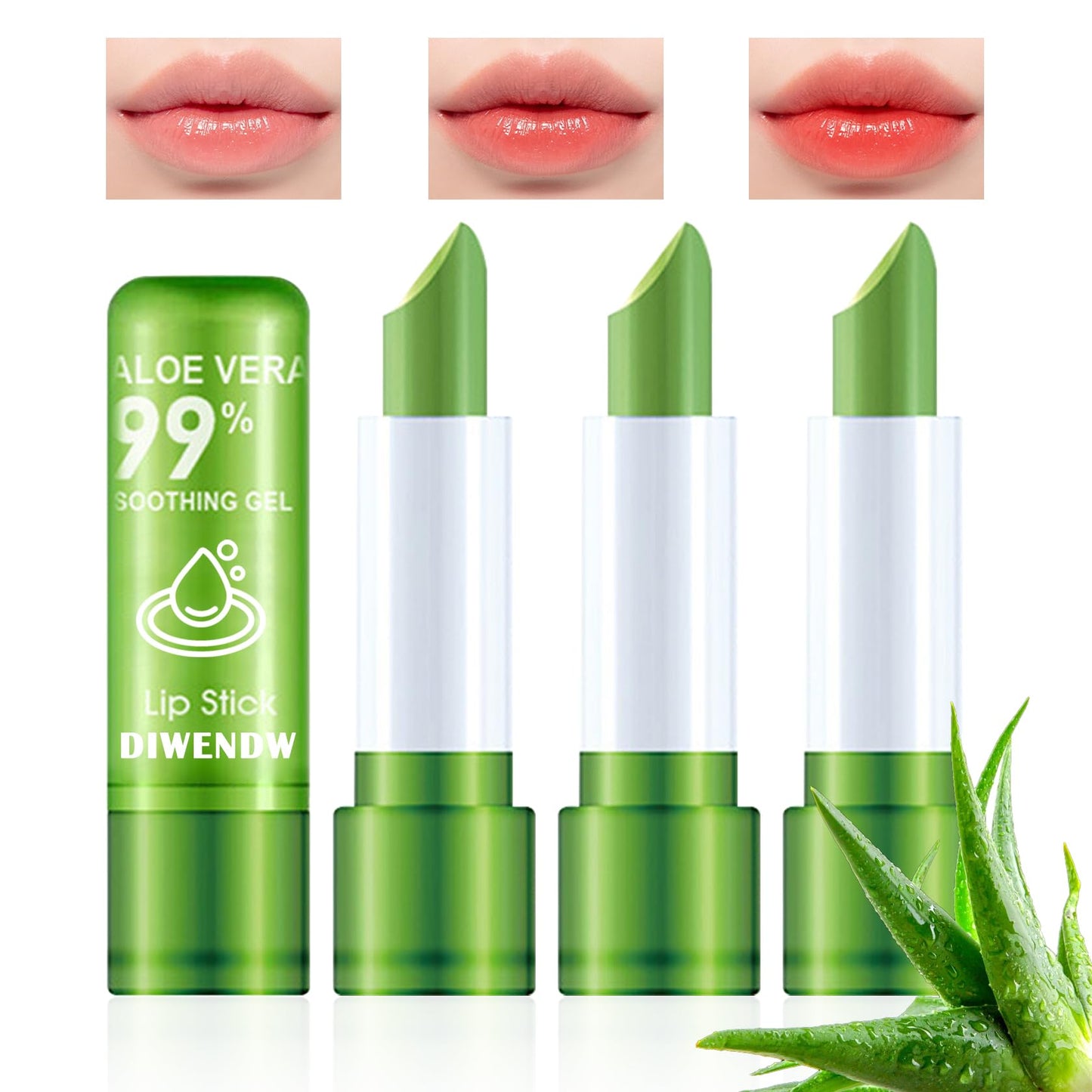 4PCS Aloe Vera Color Changing Lipstick,Temperature Color Change Lip Gloss Makeup Set,Waterproof Long Lasting Aloe Vera Tinted Lip Balm Beauty & Personal Care DWDiWen